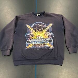Vintage Lee Sport Denver Broncos sweatshirt Large 2000 Faded Blue Fader